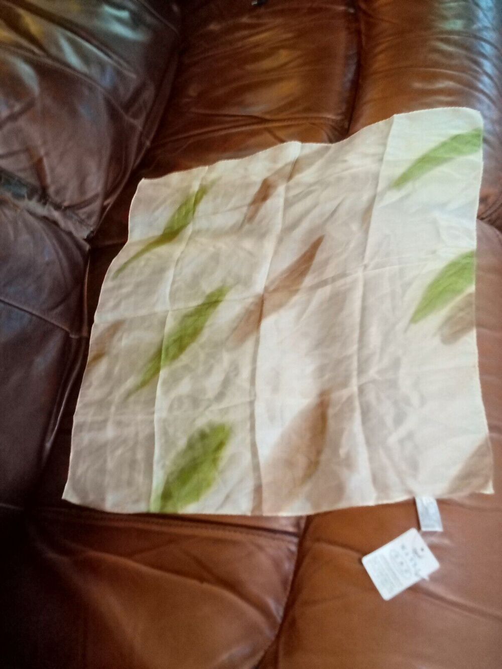 NWT Wanli 100% Silk Handkerchief Scarf Beige 20 Inch
